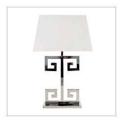 Nickel Plated Greek Key Lamp - Table Lamps