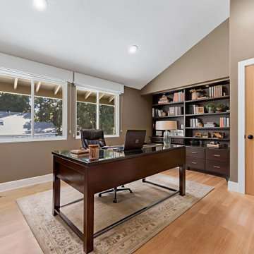 Santa Ana Home Office Remodel – Warm Neutral Tones and Built-In Shelving