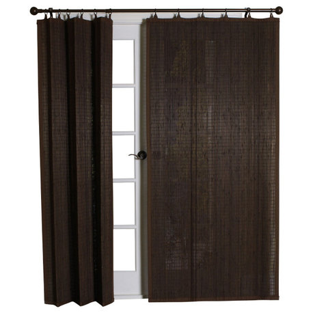 Versailles Bamboo Wood Curtain Ring Top Panel, 40"x84" Espresso