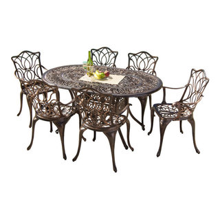 gardena outdoor 7pc cast aluminum dining set