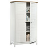 Pemberly Row Contemporary Tall Wood Storage Cabinet in Soft white