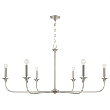 Capital Lighting 448961 Presley 6 Light 49"W Candle Style - Brushed Nickel