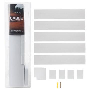 Set of Five 16" Cord Covers 80" Total On-Wall Cable Management Kit