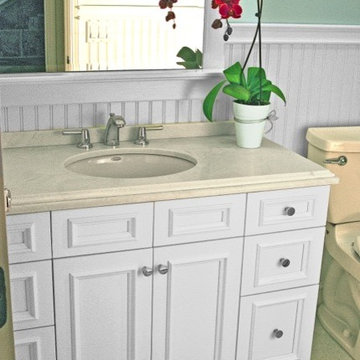White Vanity with hint of mild green marble