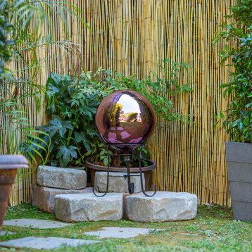 10" Diameter Indoor/Outdoor Glass Gazing Globe Festive Yard Décor, Purple