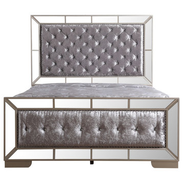 Hollywood Queen Hills Panel Beds, Silver Champagne