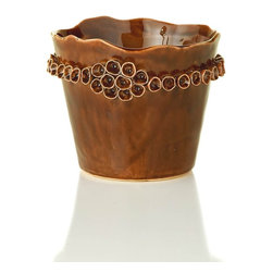 Voyager 16608 6.7" Ceramic Coral Pattern Flower Pot - Indoor Pots And Planters