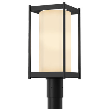 Cela Outdoor Post Light Coastal Black Finish, Opal Glass