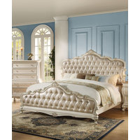 Acme Chantelle Queen Bed with Button Tufted Panels, Pearl White 23540Q SPECIAL
