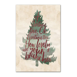 DDCG - Watercolor "O Christmas Tree" Canvas Wall Art, 24"x36" - Prints And Posters