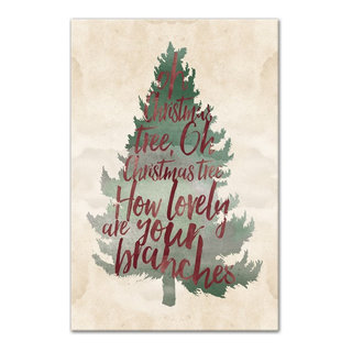 Watercolor O Christmas Tree Canvas Wall Art, 24x36