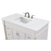 42" Single Bathroom Vanity, Antique White With Ivory White Engineered Marble