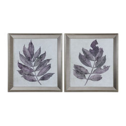 www.essentialsinside.com: purple leaves framed wall art, set of 2 - Artwork