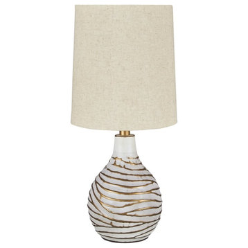 Bowery Hill Contemporary Metal Table Lamp in White and Gold Finish