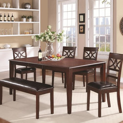 Coaster Dunham 6-Piece Cherry Rectangular Leaf Dining Table Chair Set - Dining Sets