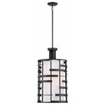 Nuvo Lighting - Nuvo Lighting 60/6433 Lansing - 4 Light Pendant - Lansing; 4 Light; Pendant with White Fabric ShadeLansing 4 Light Pend Textured Black Opal  *UL Approved: YES Energy Star Qualified: n/a ADA Certified: n/a  *Number of Lights: Lamp: 4-*Wattage:100w A19 Medium Base bulb(s) *Bulb Included:No *Bulb Type:A19 Medium Base *Finish Type:Textured Black