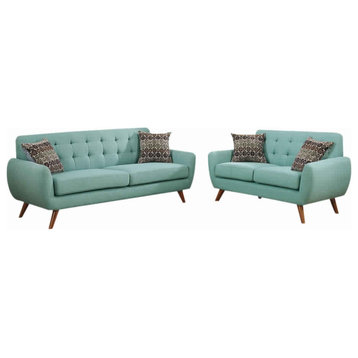Benzara BM168732 Polyfiber 2 Piece Sofa set With Cushion Seats, Blue
