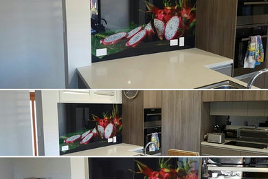 Printed dragon fruit splashback