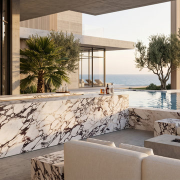 Luxury Outdoor Bar with Calacatta Viola Marble