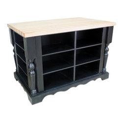 Distressed-Black Pre-Made Kitchen Island - Kitchen Islands And Kitchen Carts