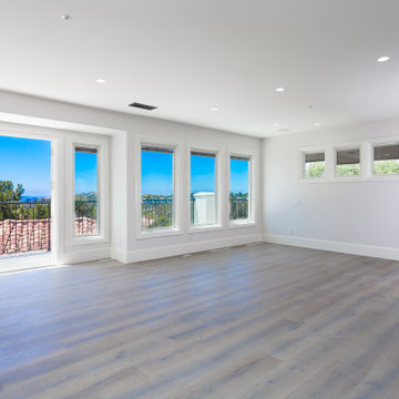 Primary Bedroom Reverse View with Ocean View Window Wall – Newport Coast