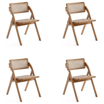 Manhattan Comfort Lambinet 18.3" Wood Folding Dining Chair in Natural (Set of 4)