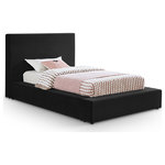 Meridian Furniture - Dorian Upholstered Bed, Black, Twin, Velvet - Add a touch of refined luxury with a modern edge to your bedroom with the Dorian black velvet upholstered twin bed. The soft velvet upholstery offers a smooth, inviting feel, while the low-profile design adds a contemporary twist. This bed is ideal for creating a chic, serene space to unwind and relax.