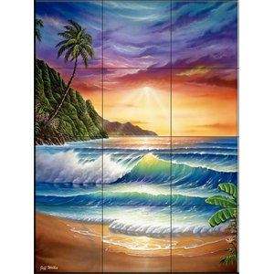24 x 18 Ceramic Tile Mural Palm Beach Bath decor #358 24 x 18 Ceramic Tile Mural Palm Beach Bath decor #358