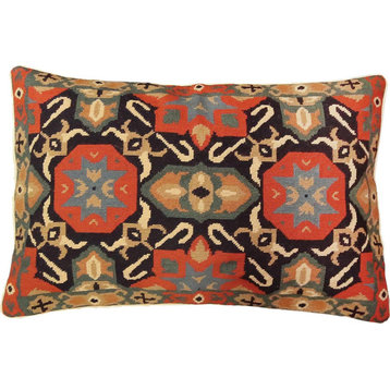 Pillow Throw Ararat 18x28 28x18 Beige Multi-Color Cotton Velvet