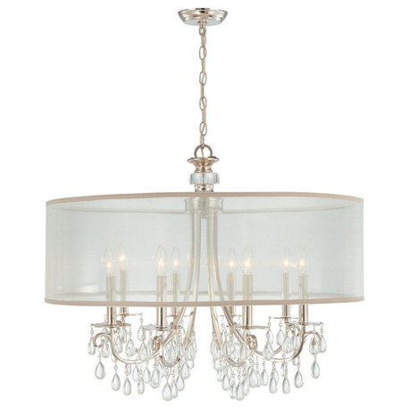 Crystorama 5628-CH 8 Light Chandelier in Polished Chrome with Silk