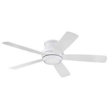 52" White Ceiling Fan with Blades and LED Light - Craftmade Tempo TMPH52W5