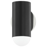 Mitzi by Hudson Valley Lighting - Kira 2-Light Wall Sconce Polished Nickel/Soft Black - A futuristic vision, Kira is a charming, fashion-forward light fixture that is sure to make waves. In both the chandelier and wall sconce styles, globe bulbs nestle perfectly in the cylindrical, pill-like forms, diffusing light in opposite directions for a bold effect. Available in soft white, soft black, and aged brass, Kira comes as a wall sconce, 10-light chandelier, and 12-light chandelier.