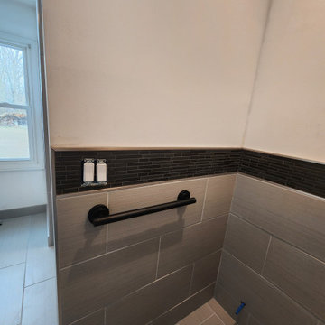 Tecumseh / Modern Grey Tile Bathroom Remodel