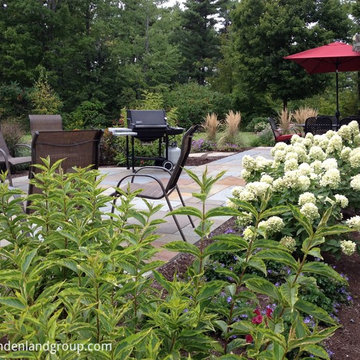 Patio with Hydrangea and Weigela