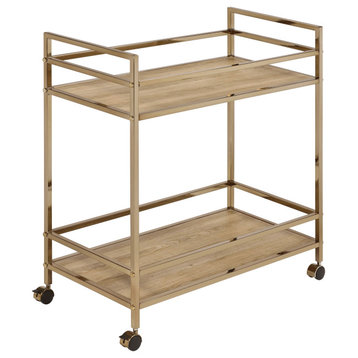 Barb Serving Cart, Natural and Champagne Finish