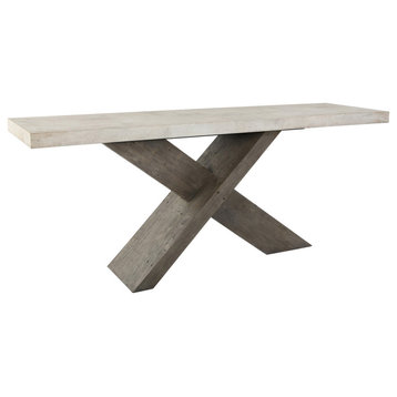 72" Wood and Concrete Laminate Console Table
