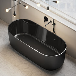 Hutton Freestanding Matte & Polished Black Bath 1600 - Baths