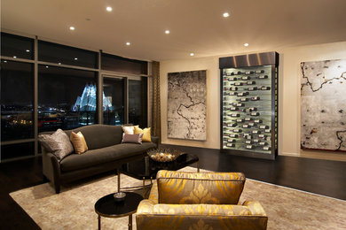 Example of a small trendy dark wood floor wine cellar design in Austin