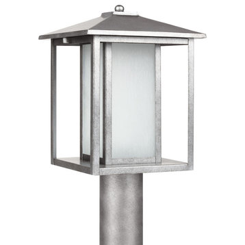 Sea Gull Lighting 1-Light Outdoor Post Lantern, Weathered Pewter