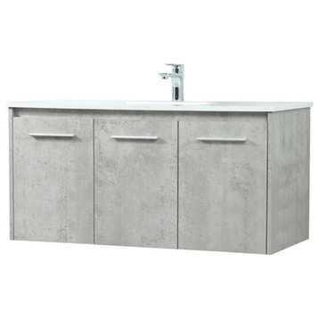 Elegant Decor Penn 40" Aluminum Alloy MDF Single Bathroom Vanity in Gray