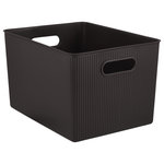 Superio - Superio Ribbed Storage Bin, Plastic Storage Basket, Brown, 22 L - Organizing your space with these colorful storage bins, from baby clothes to living room extra organization, keep your surroundings neat and tidy. The storage basket comprises thick plastic with a built-in handle with a ribbed design and solid construction, ideal for organizing closet and pantry items.