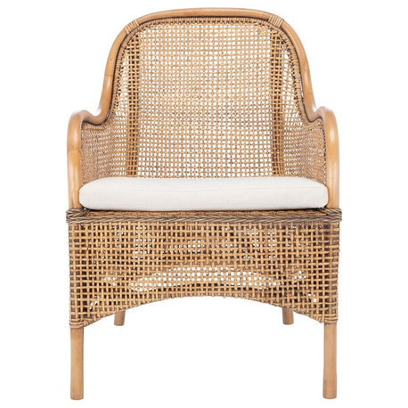 Lauren Rattan Accent Chairs With Cushion Natural/White