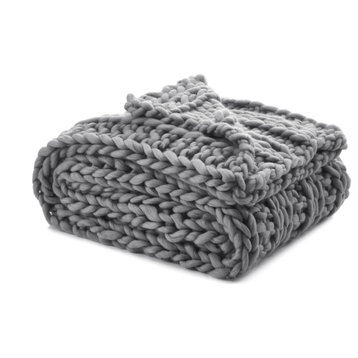 Jamilah Channel Knit Throw, Light Gray, 50"x70"
