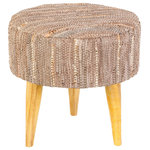 Livabliss - Surya Anthracite ATE-007 Stool, Brown/Tan - Our Anthracite Collection offers an enduring presentation of the modern form that will competently revitalize your decor space. The meticulously woven construction of these pieces boasts durability and will provide natural charm into your decor space. Made in India with Leather, Wood. For optimal product care, wipe clean with a dry cloth. Manufacturers 30 Day Limited Warranty.