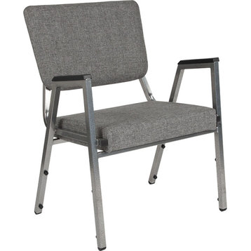 Gray Antimicrobial Fabric Bariatric Medical Reception Arm Chair,3/4 Panel Back
