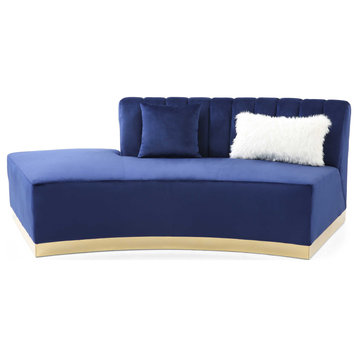 Brentwood 89 in. W Armless Velvet Curved Sofa, Blue