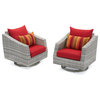 Cannes 2 Piece Aluminum Outdoor Patio Motion Club Chairs, Sunset Red