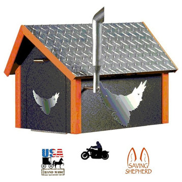 Biker Mailbox, Diamond Plate, Black, Orange
