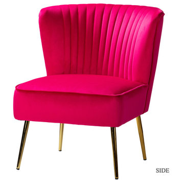Velvet Accent Dining Chair, Fuchsia