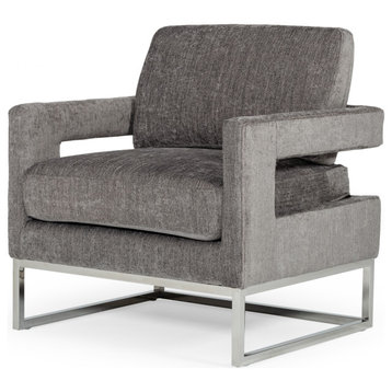 Modrest Edna Modern Dark Gray Fabric Accent Chair